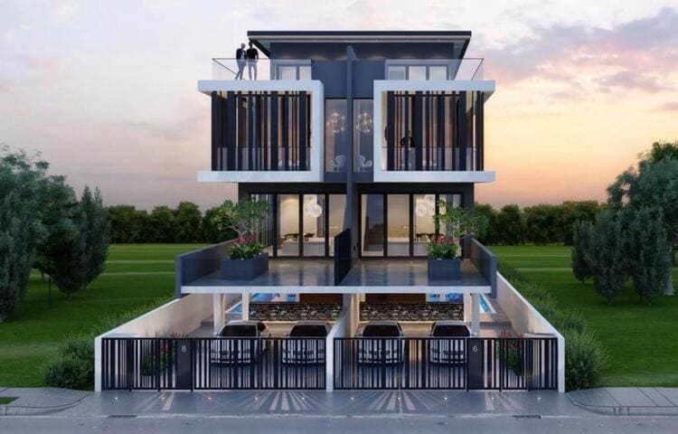 Biệt thự song lập là nhà hai căn liền kề, thiết kế đối xứng, diện tích tối ưu