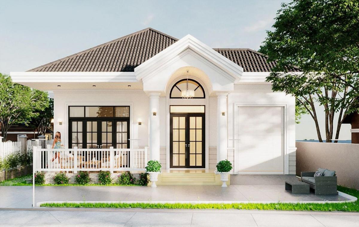 Nhà mái Nhật 1 tầng chữ L có thiết kế mang hơi hướng châu Âu