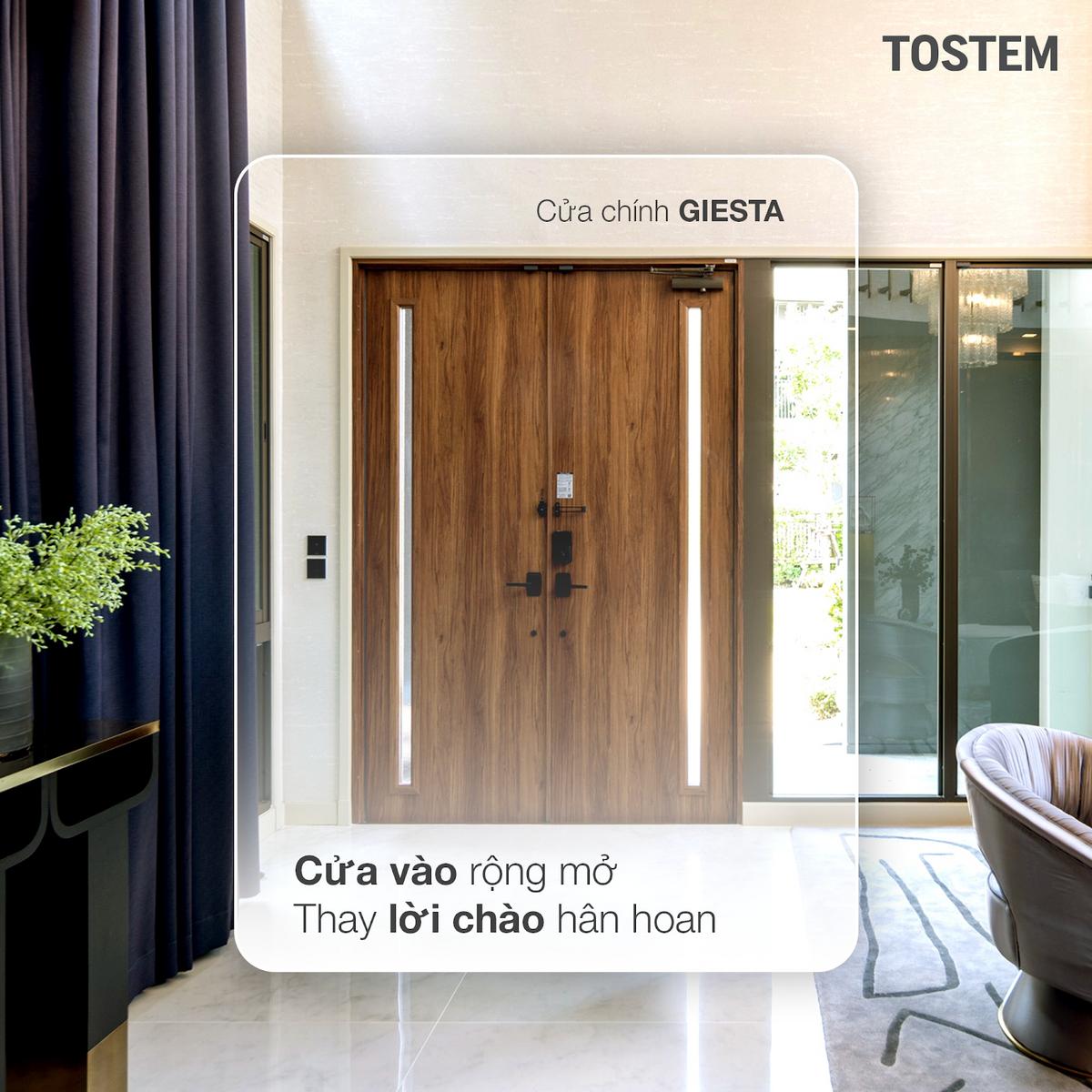 Cửa chính GIESTA chào đón với thiết kế hiện đại. 