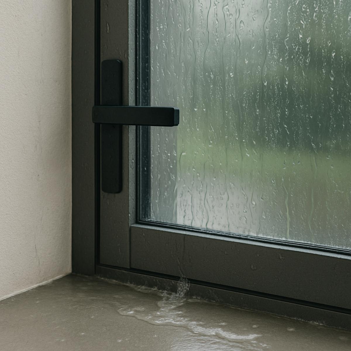 Cửa nhôm bị hắt nước từ đáy khung.