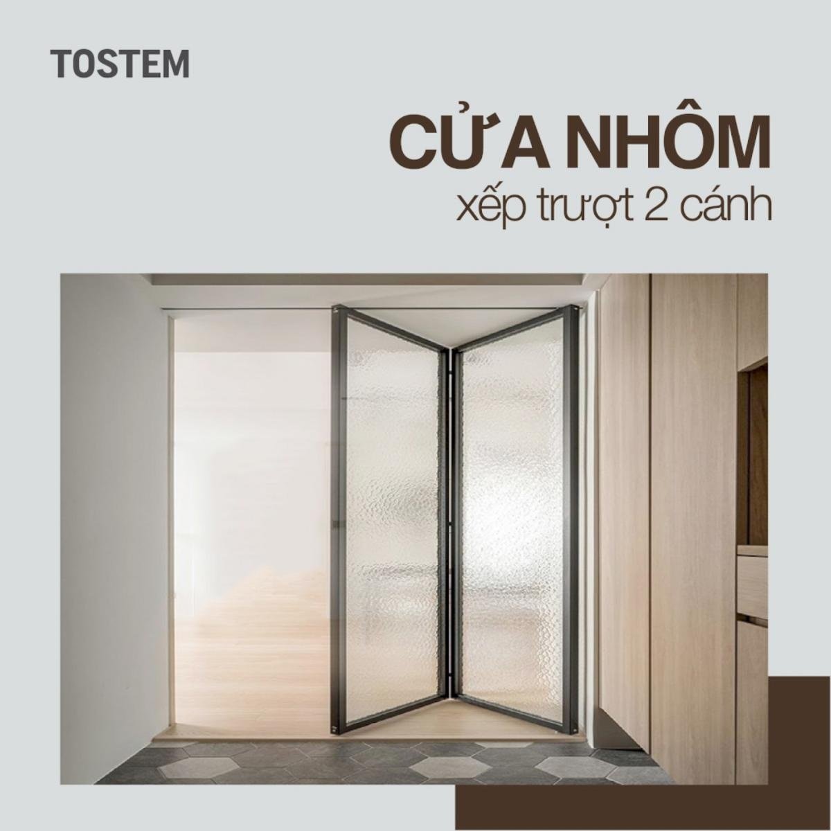 Cửa nhôm siêu mỏng xếp trượt 2 cánh
