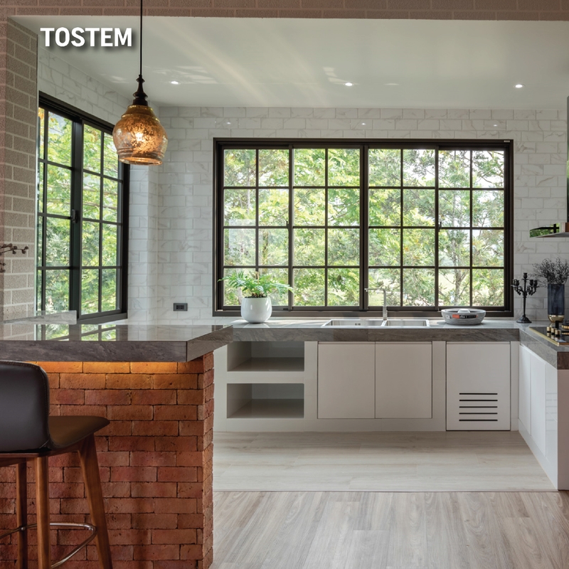 Cửa nhôm trượt 2 cánh màu đen