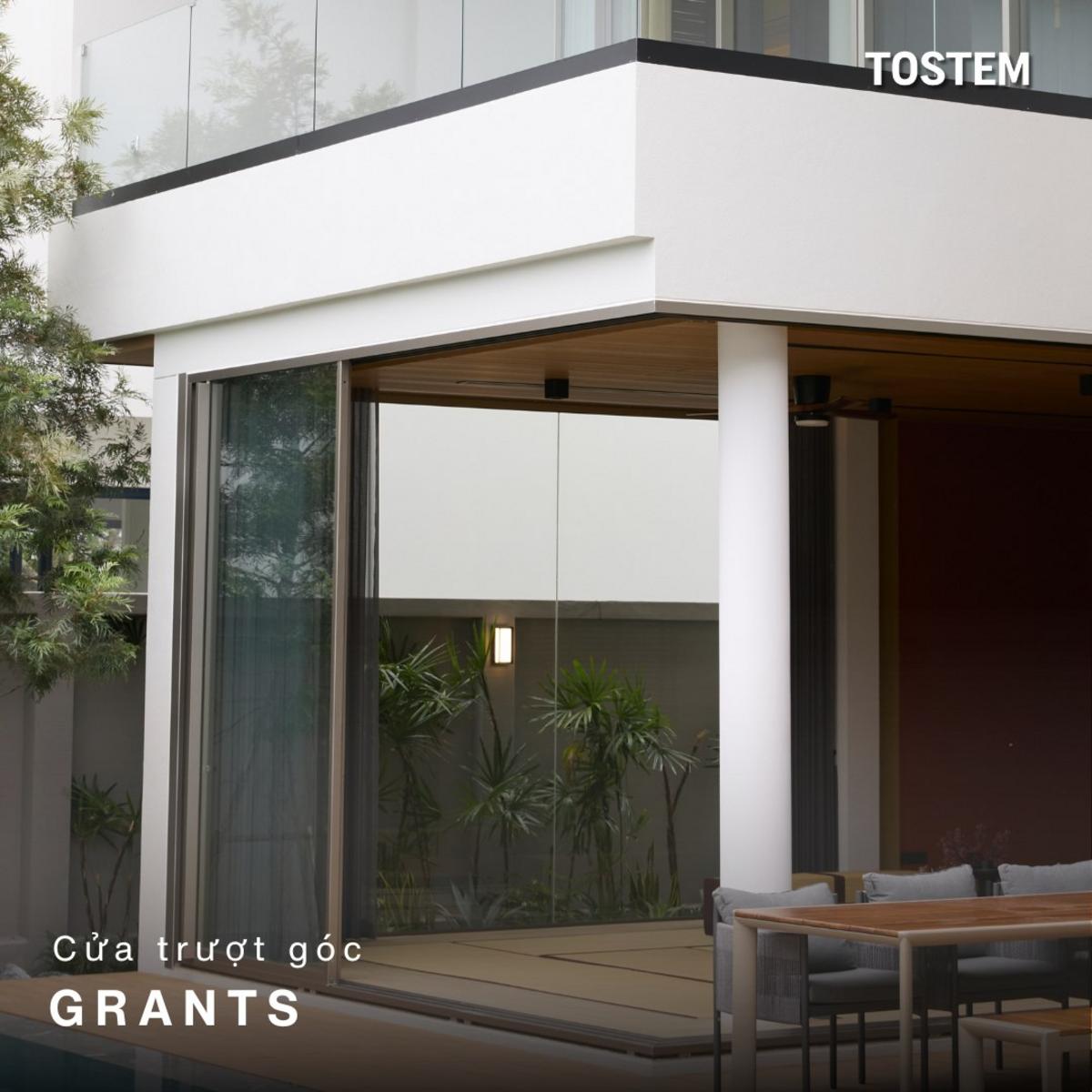 Cửa trượt góc GRANTS kết nối không gian thiên nhiên. 