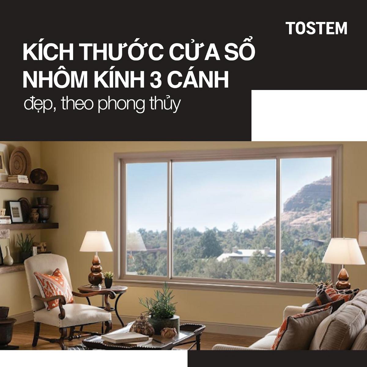 Gợi ý bộ kích thước cửa sổ nhôm kính 3 cánh tiêu chuẩn
