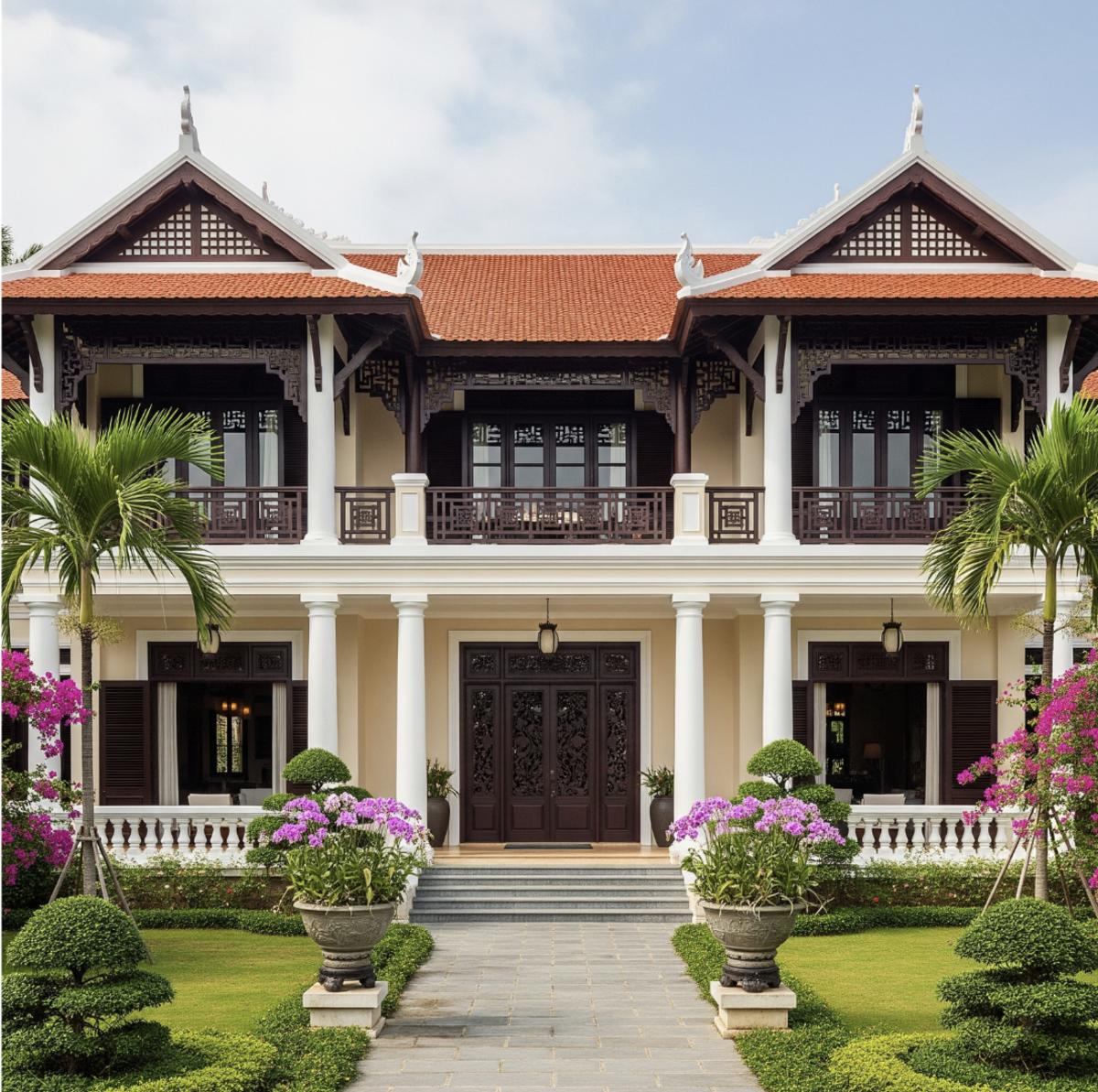 Kiến trúc hòa quyện phong cách Pháp và Á Đông.
