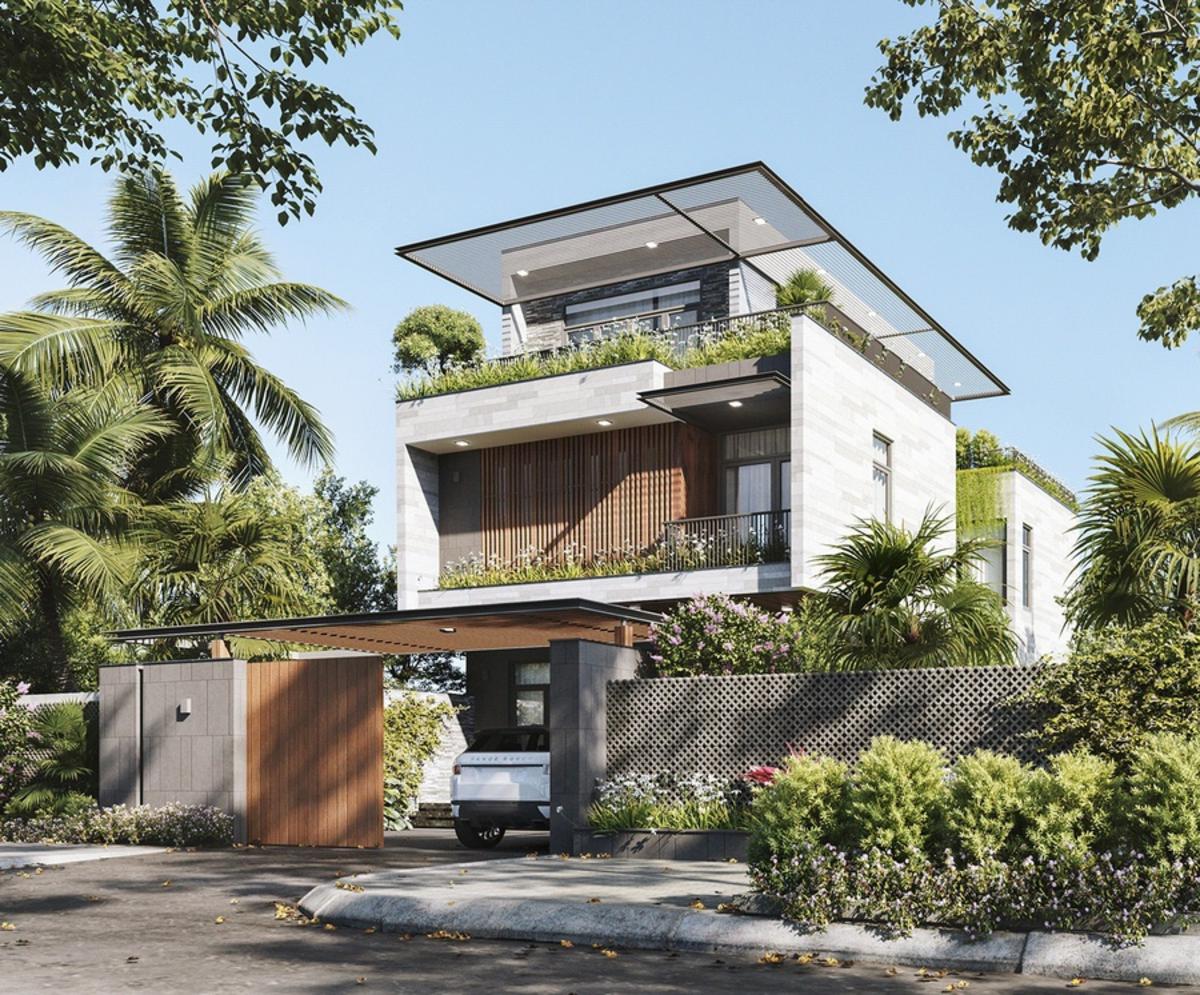 Mẫu biệt thự đơn lập phong cách Tropical hiện đại