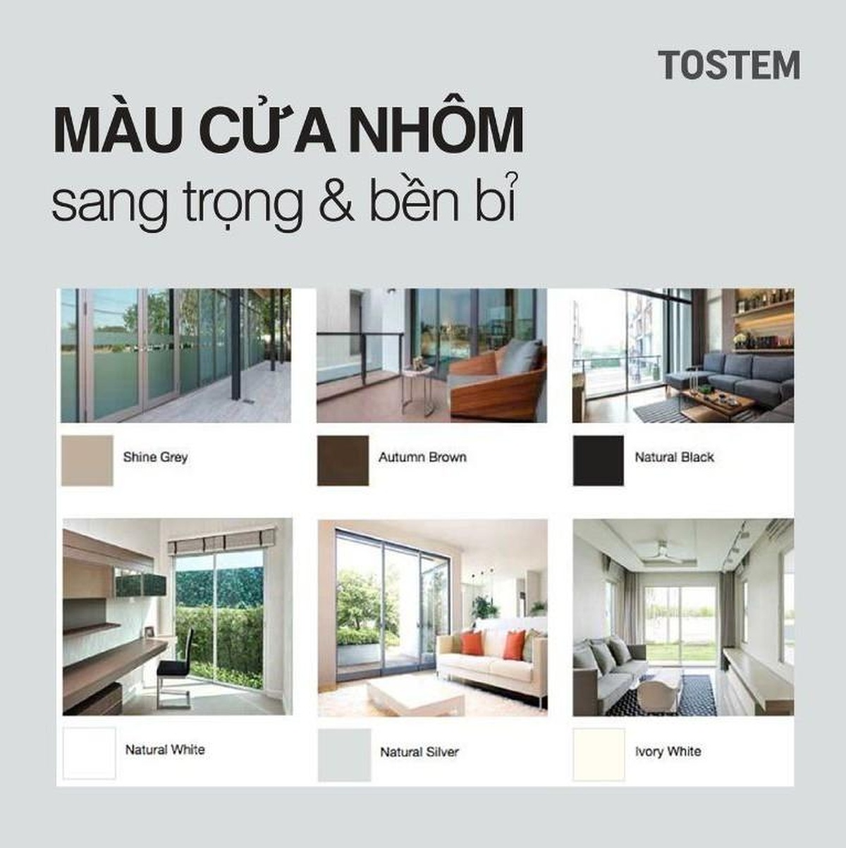 Top 7 màu cửa nhôm sang trọng & bền bỉ hiện nay