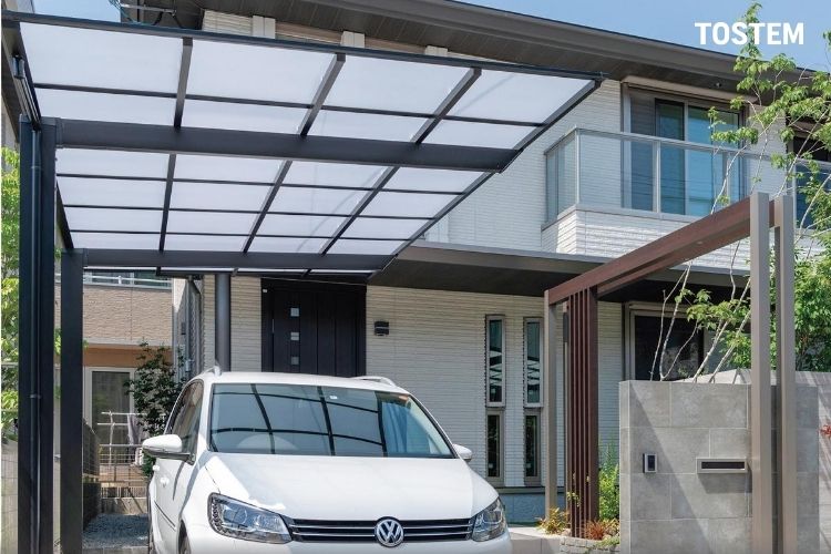 Carport MC là mẫu mái che xe hơi phù hợp với đa dạng kiến trúc nhà