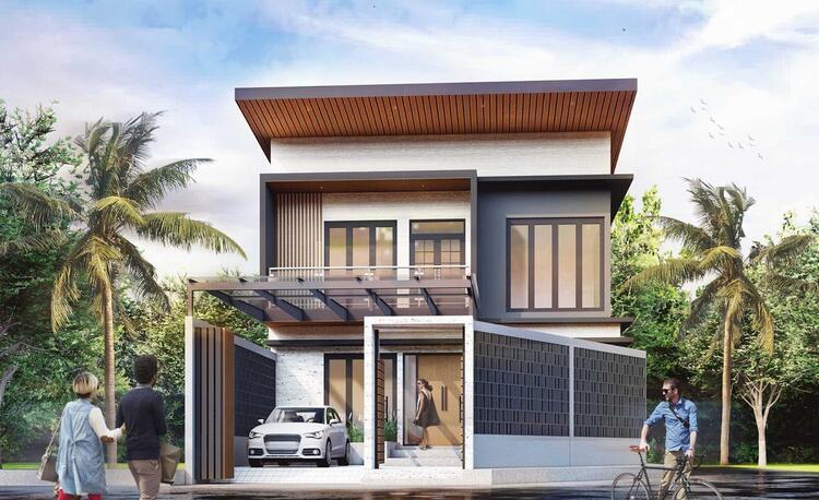 Nhà 2 tầng ở nông thôn có thiết kế đơn giản, thoáng mát
