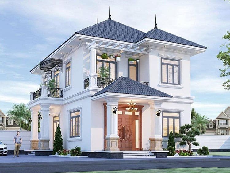 Mẫu nhà 2 tầng đẹp nông thôn 4 phòng ngủ đầy đủ tiện nghi cho gia đình nhiều thế hệ