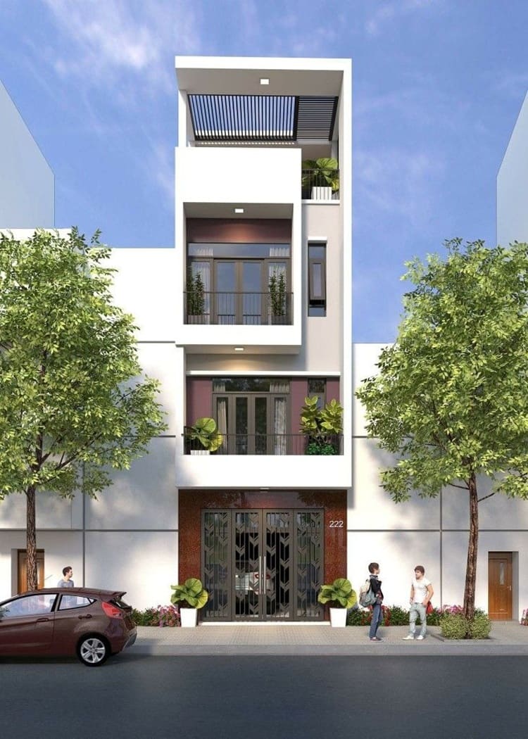 Mẫu thiết kế nhà đẹp 4 tầng hiện đại, phong cách tối giản