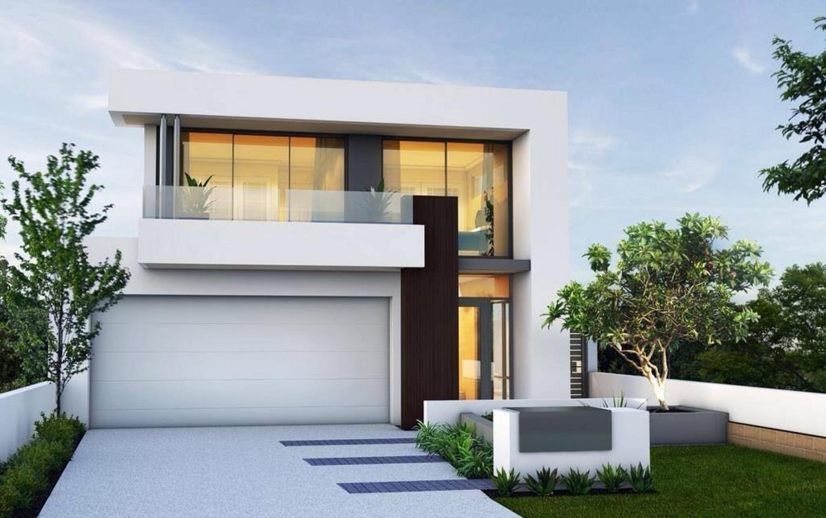 Mẫu nhà 2 tầng nông thôn có hệ thống cửa và lan can kính lớn