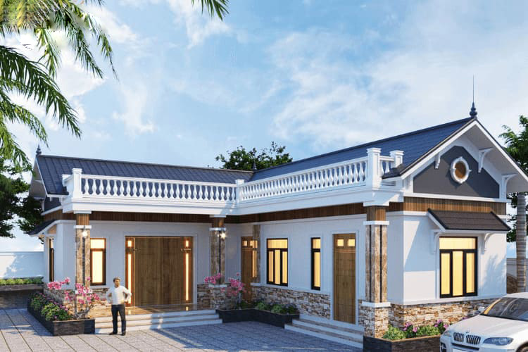 Mẫu nhà đẹp mái Thái chữ L hiện đại, thoát nước nhanh