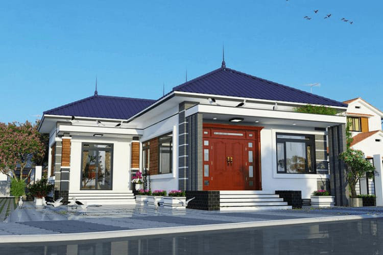 Thiết kế nhà mái Nhật chữ L đẹp sang, hiện đại