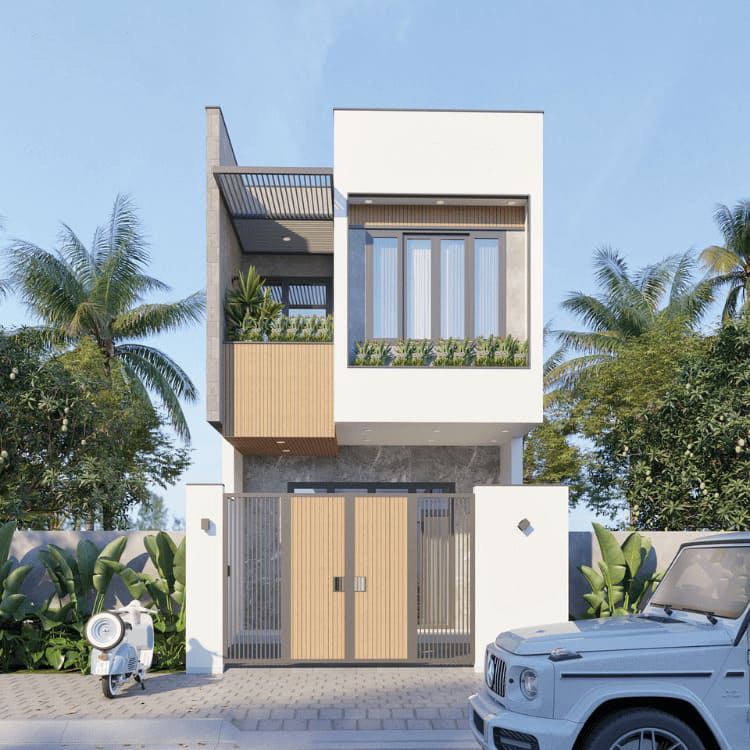 Mẫu nhà ống 2 tầng tinh tế, ấn tượng