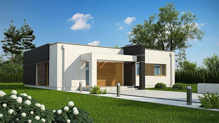 Mẫu nhà đẹp đơn giản thiết kế mái bằng, vuông vức, gọn gàng