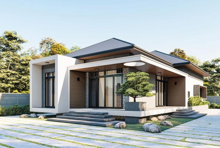 Mẫu thiết kế nhà đẹp đơn giản, đầy đủ tiện năng