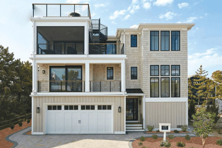 Mẫu nhà đẹp 3 tầng đơn giản có ban công ngắm cảnh