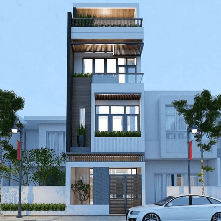Thiết kế mẫu nhà đẹp 3 tầng có tum sân thượng