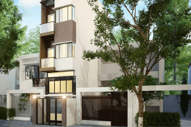Thiết kế nhà 4 tầng đường nét đơn giản, không gian mở thông thoáng