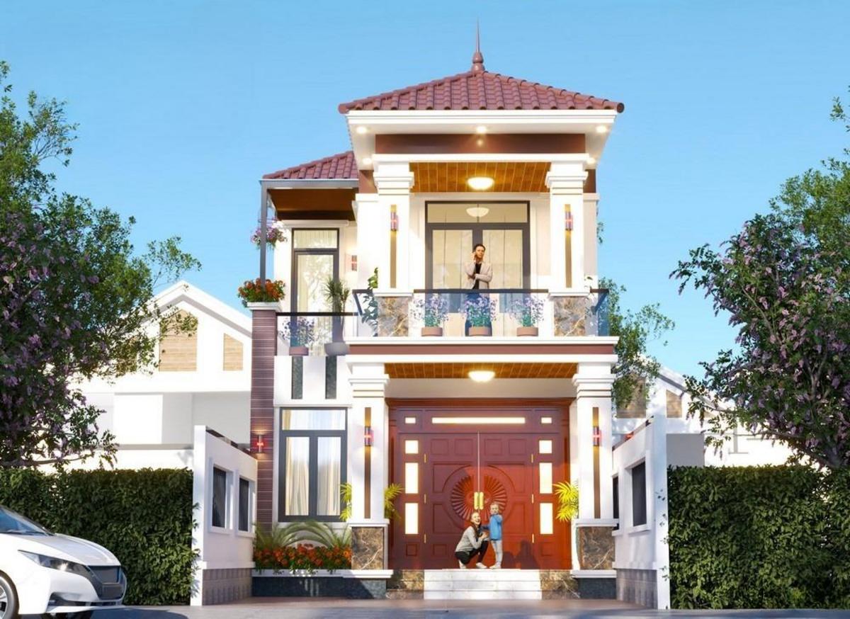 Mẫu nhà ống thiết kế mái Nhật 2 tầng đẹp