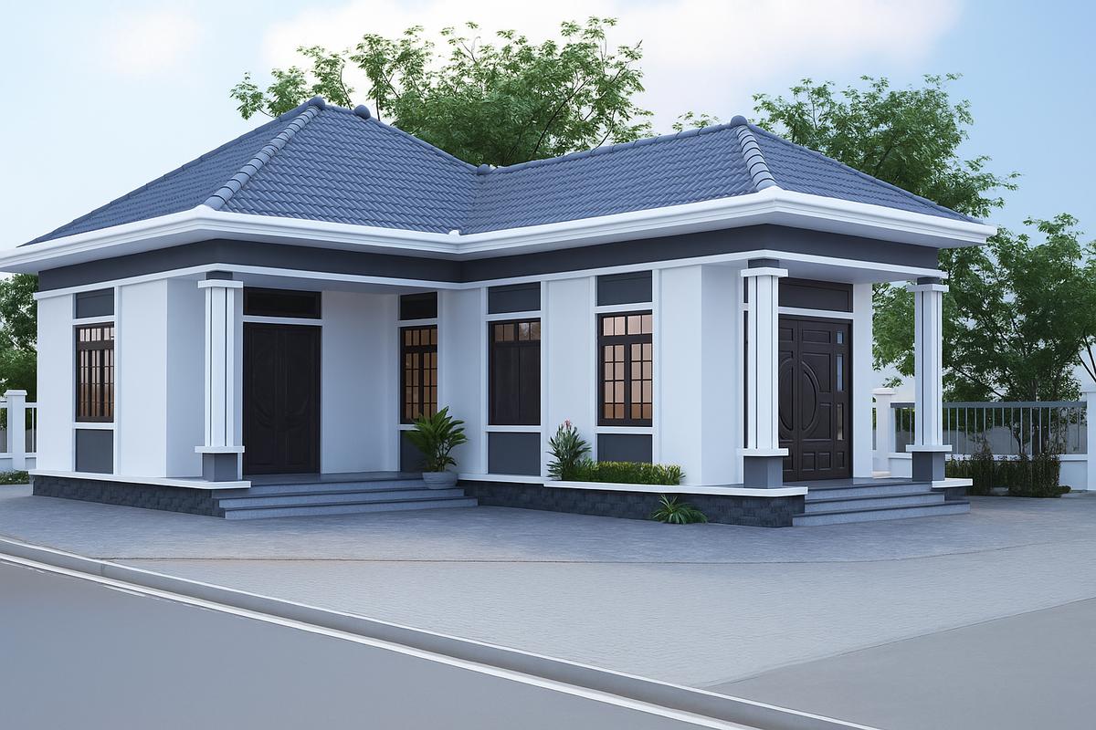 Nhà mái nhật 1 tầng chữ L phù hợp cho gia đình ít người