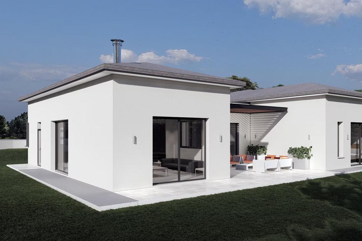 Nhà biệt thự vườn cấp 4 hình vuông cân đối 