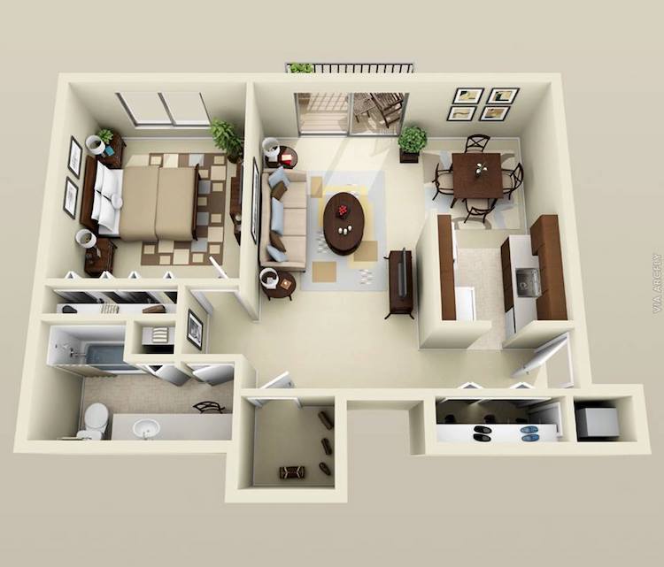 Mẫu nhà cấp 4 1 phòng ngủ