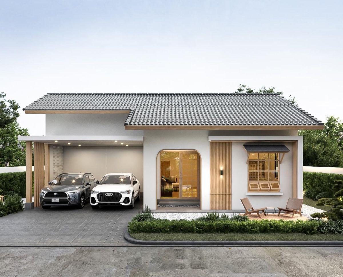 Nhà mái Nhật hiện đại  1 tầng với bố cục mở