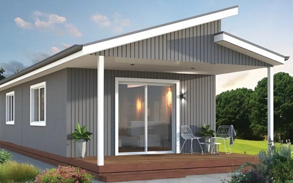 Mẫu nhà tiền chế cấp 4 đẹp có mái lệch