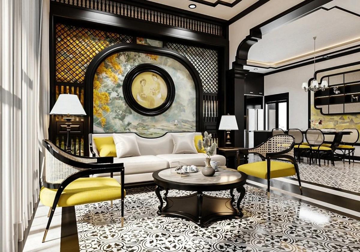 Nội thất Indochine sang trọng, đậm nét văn hóa. 