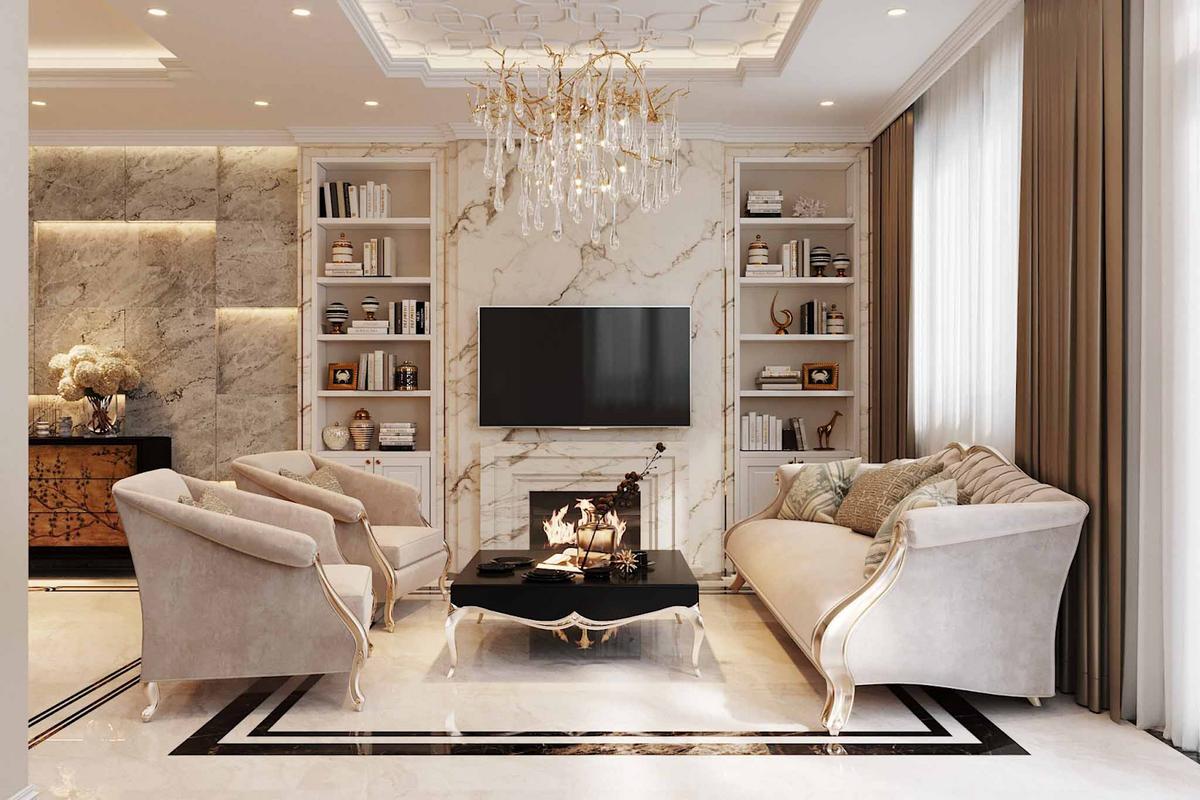 Nội thất tân cổ điển lãng mạn và sang trọng bề thế 
