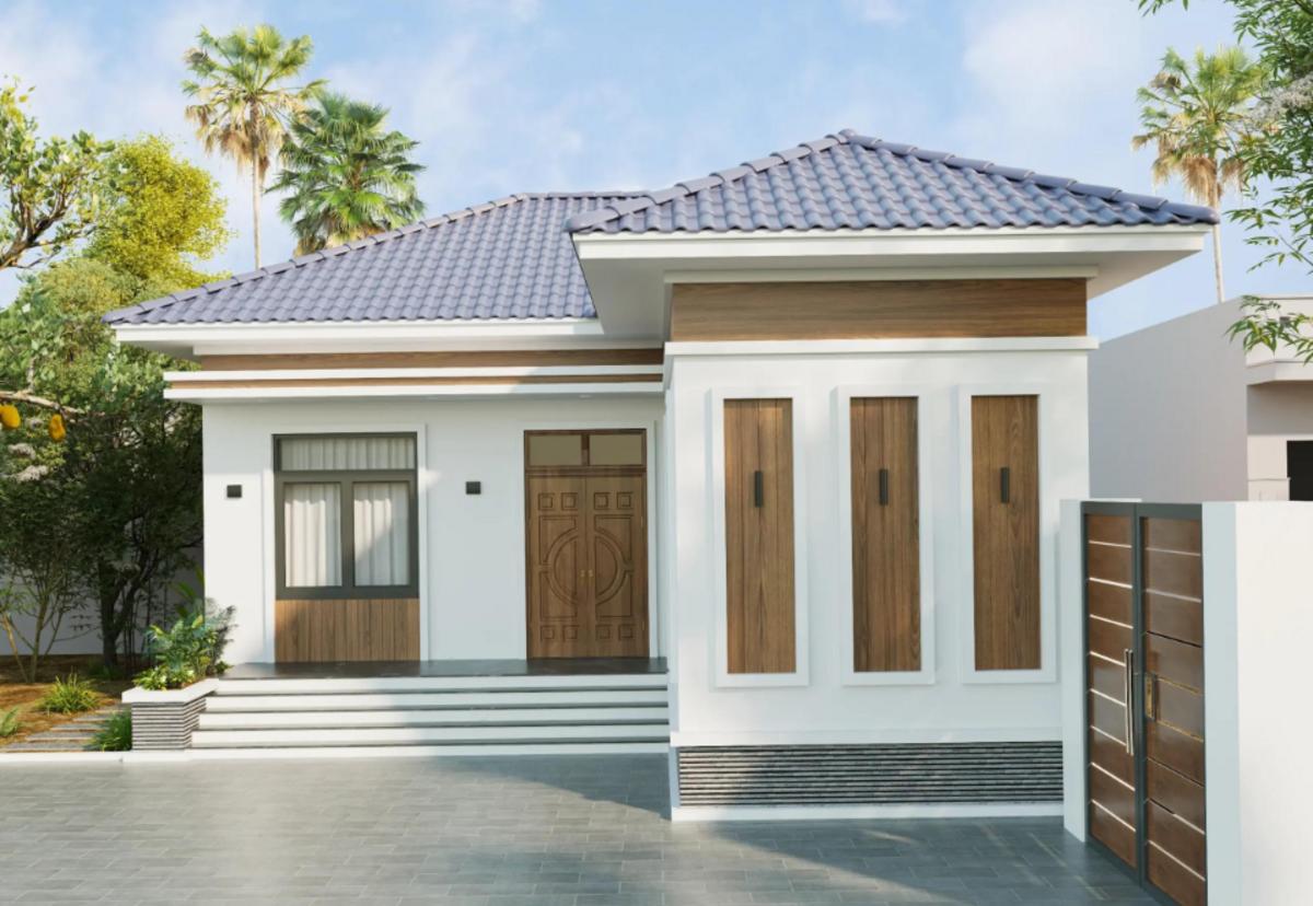 Nhà mái Nhật 1 tầng chữ L có thiết kế đơn giản, tinh tế