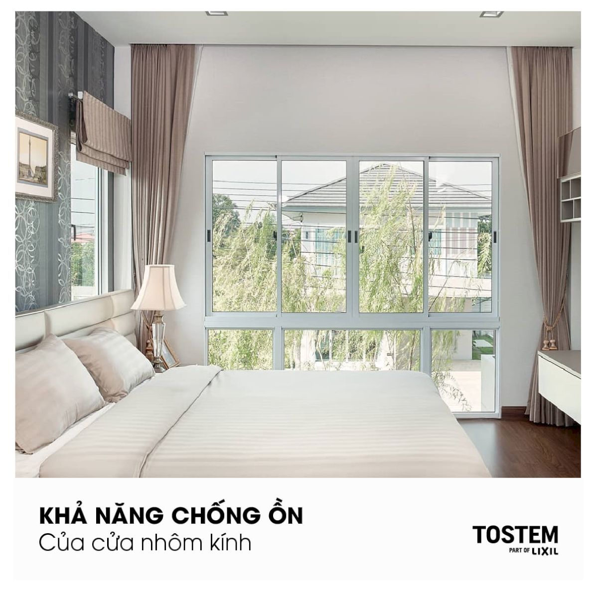 Thiết kế kết hợp vách cố định làm tăng sự vững chắc cho ô cửa sổ