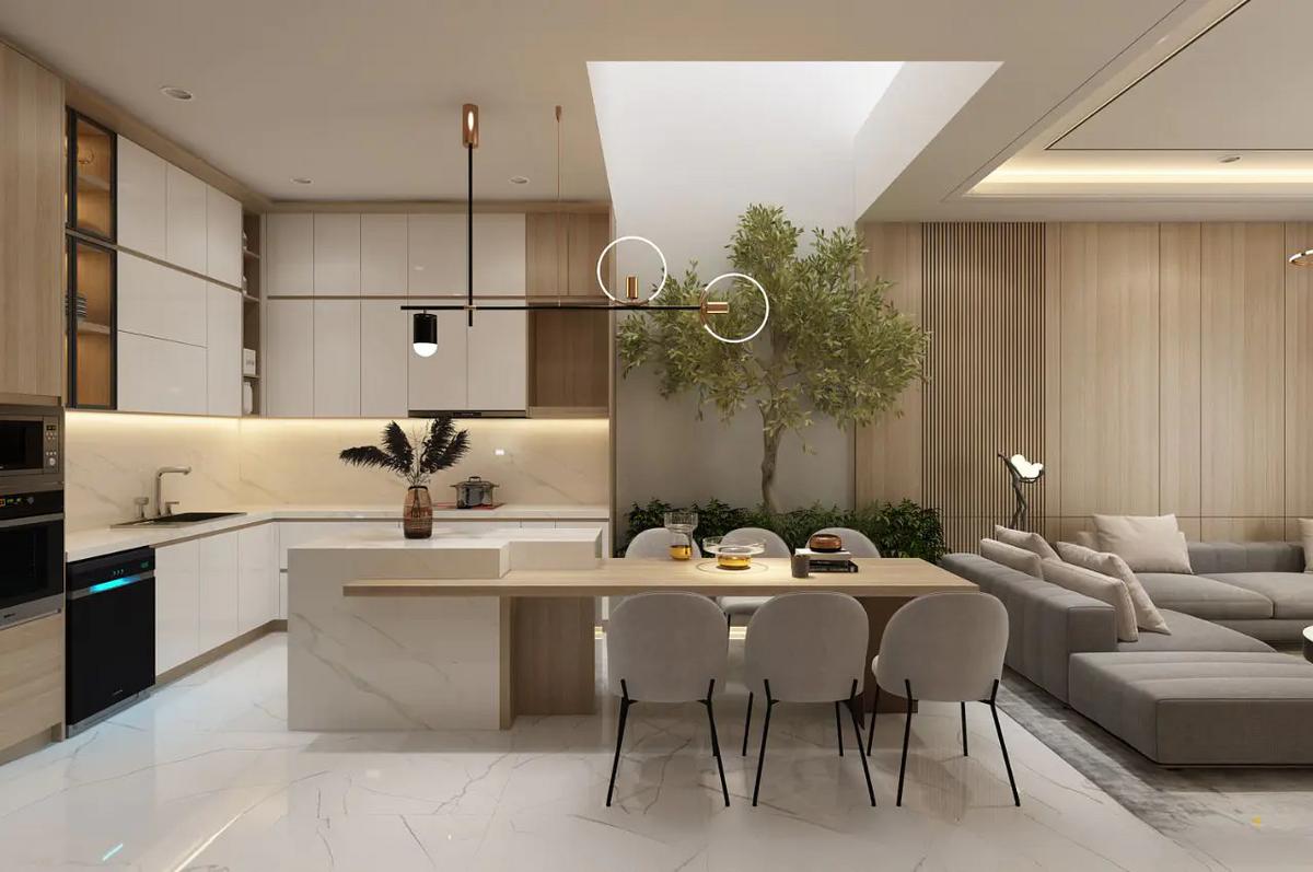 Thiết kế nội thất biệt thự mái thái với tông màu ấm áp 