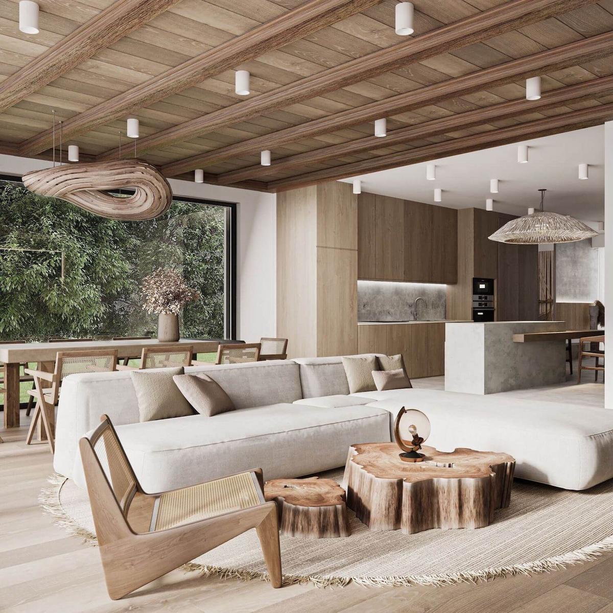 Vật liệu thô mộc vẫn giữ sự tinh tế hiện đại