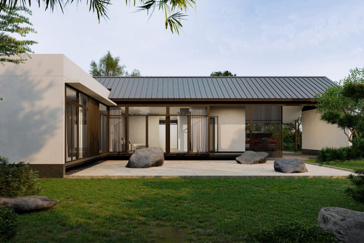 Nhà mái Nhật 1 tầng chữ L đậm chất Nhật Bản