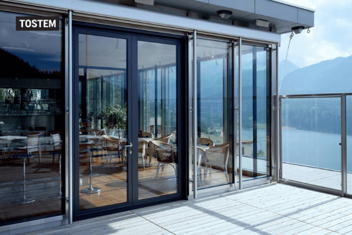 2-panel swing aluminium glass modern balcony door design