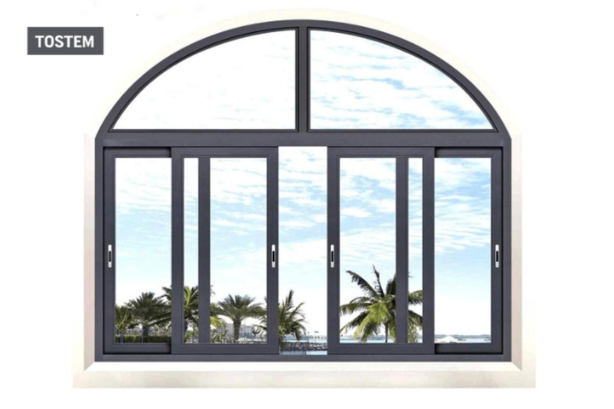 4-panel sliding aluminum-glass window with fixed panels from window material types