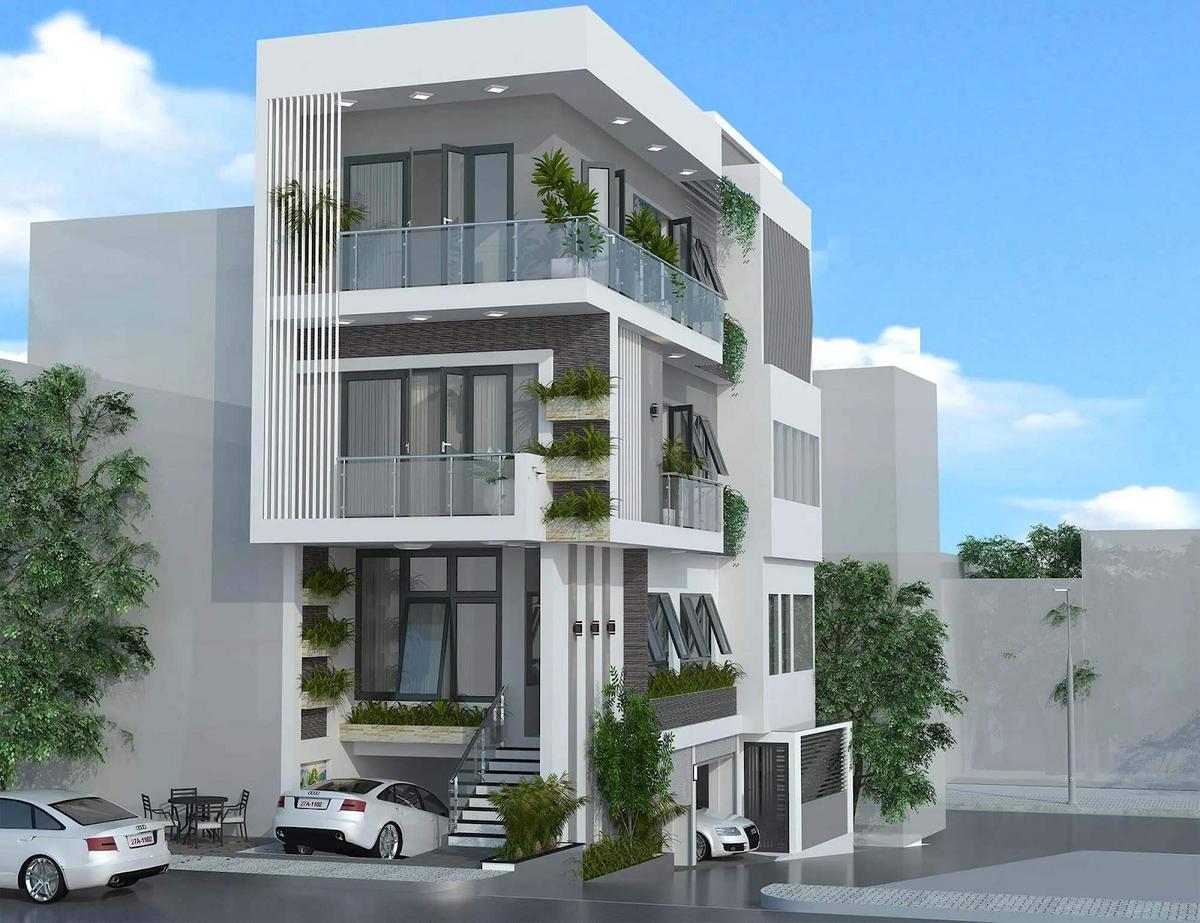 5x20 mẫu nhà có tầng hầm chìm kết hợp giếng trời lấy sáng tối ưu