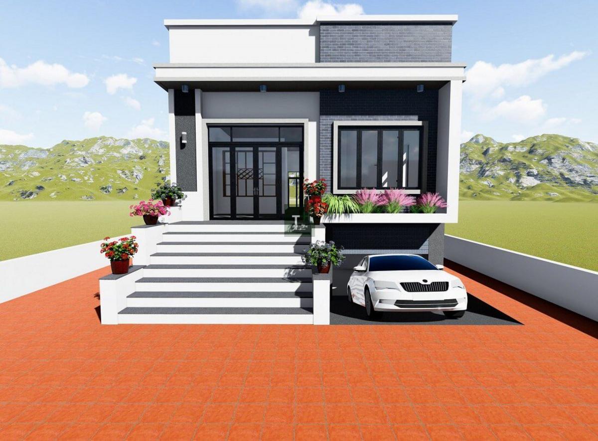 5x20 mẫu nhà có tầng hầm chìm mái bằng hiện đại, tối ưu công năng sử dụng