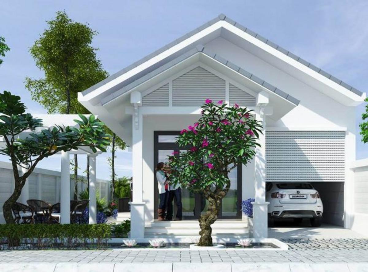 5x20 mẫu nhà có tầng hầm chìm mái Thái đơn giản nhưng sang trọng