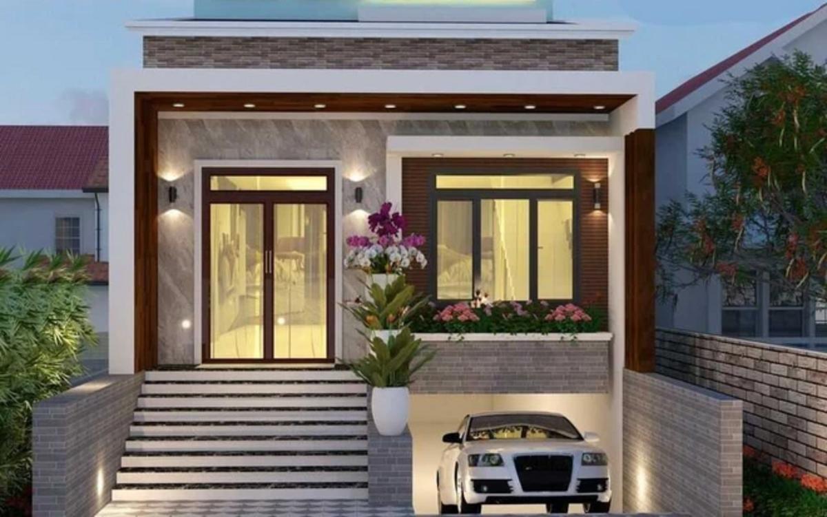 5x20 mẫu nhà có tầng hầm chìm phong cách tối giản, công năng tối đa