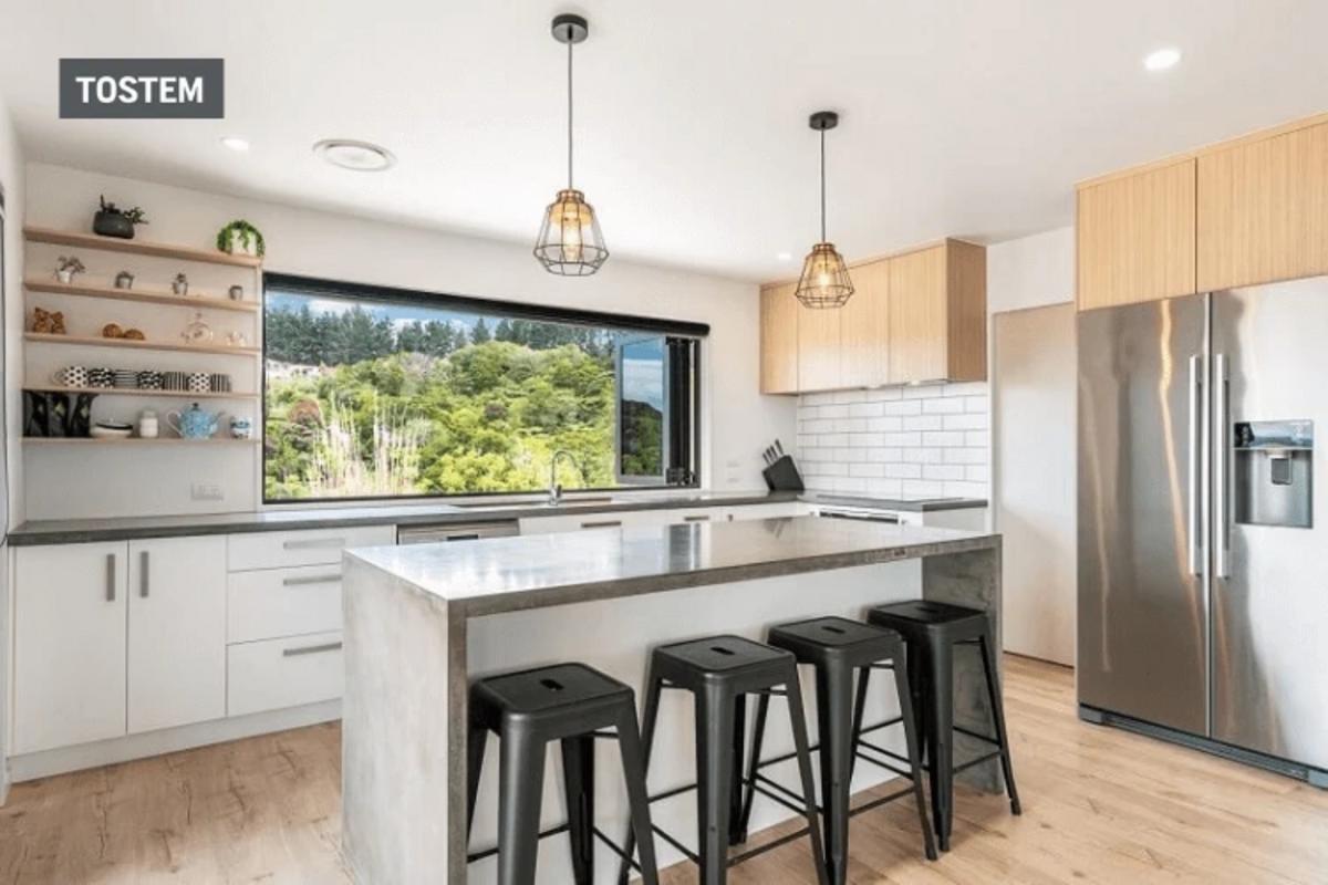 6-panel folding-sliding house door and window design for kitchens.