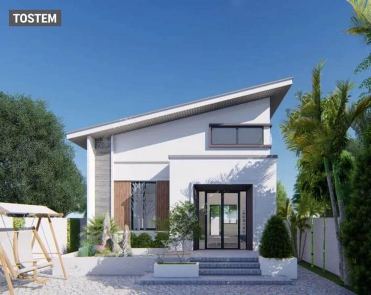 A beautiful modern asymmetrical roof bunglow images