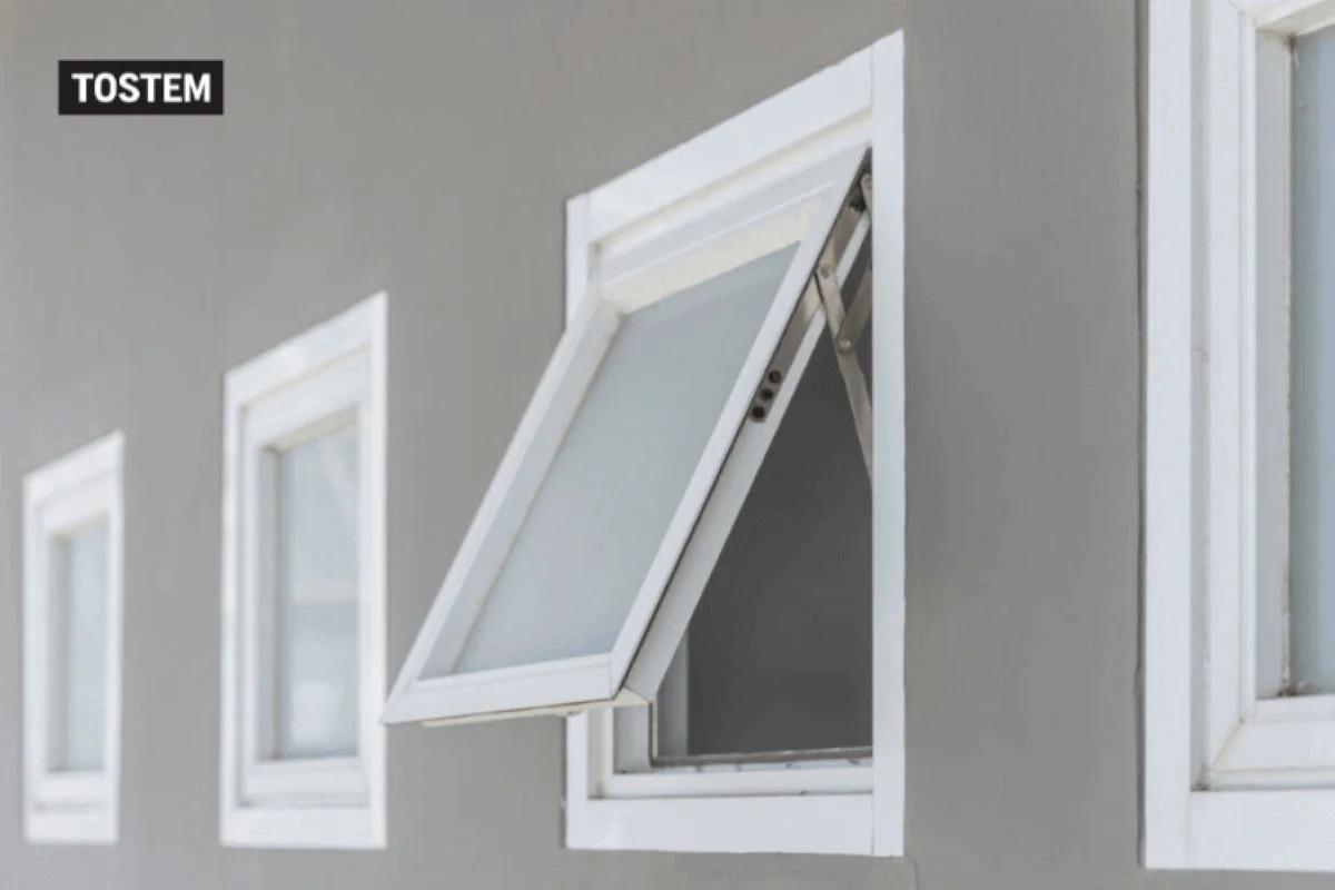 Aluminium awning window with bottom-up opening at modern ceramics vile parle