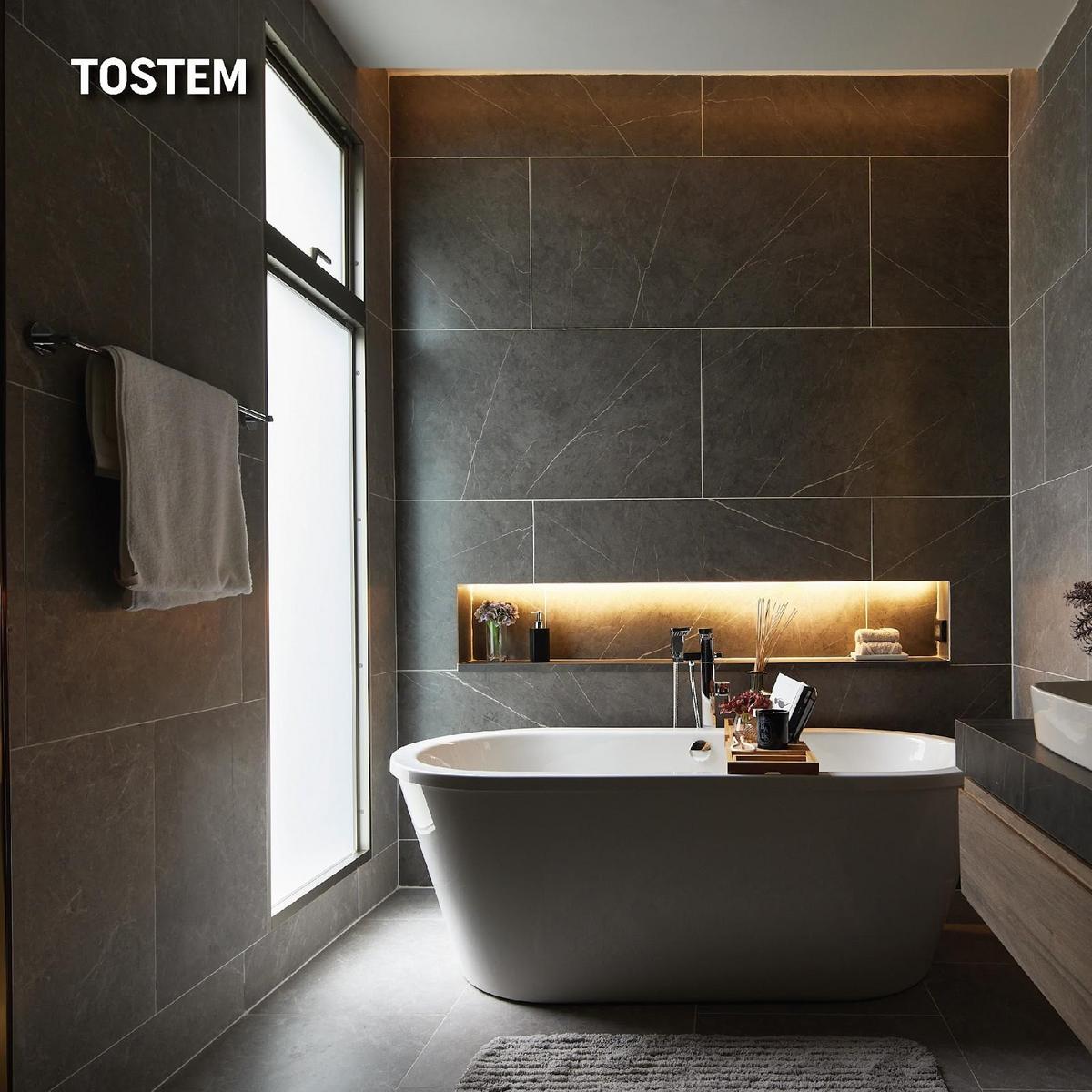 Aluminium bathroom door design with adjustable awning for modern style