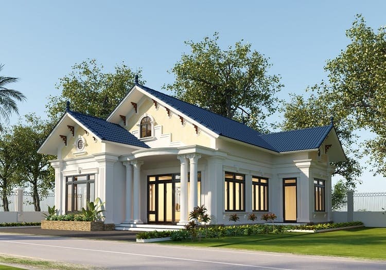 Mẫu biệt thự cấp 4 mái Nhật 3 phòng ngủ sử dụng cửa nhôm kính cao cấp tạo điểm nhấn