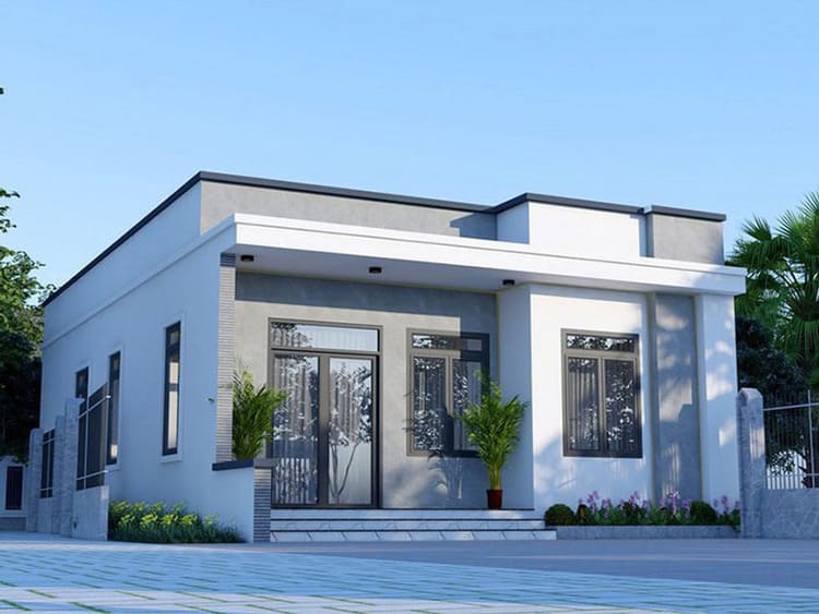 Mẫu nhà cấp 4 100m² 3 phòng ngủ tối ưu ánh sáng tự nhiên với hệ cửa nhôm kính hiện đại