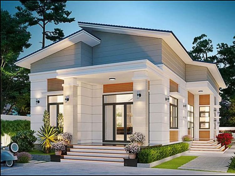 Nhà cấp 4 đẹp 3 phòng ngủ mái lệch thoát nước và lấy sáng hiệu quả